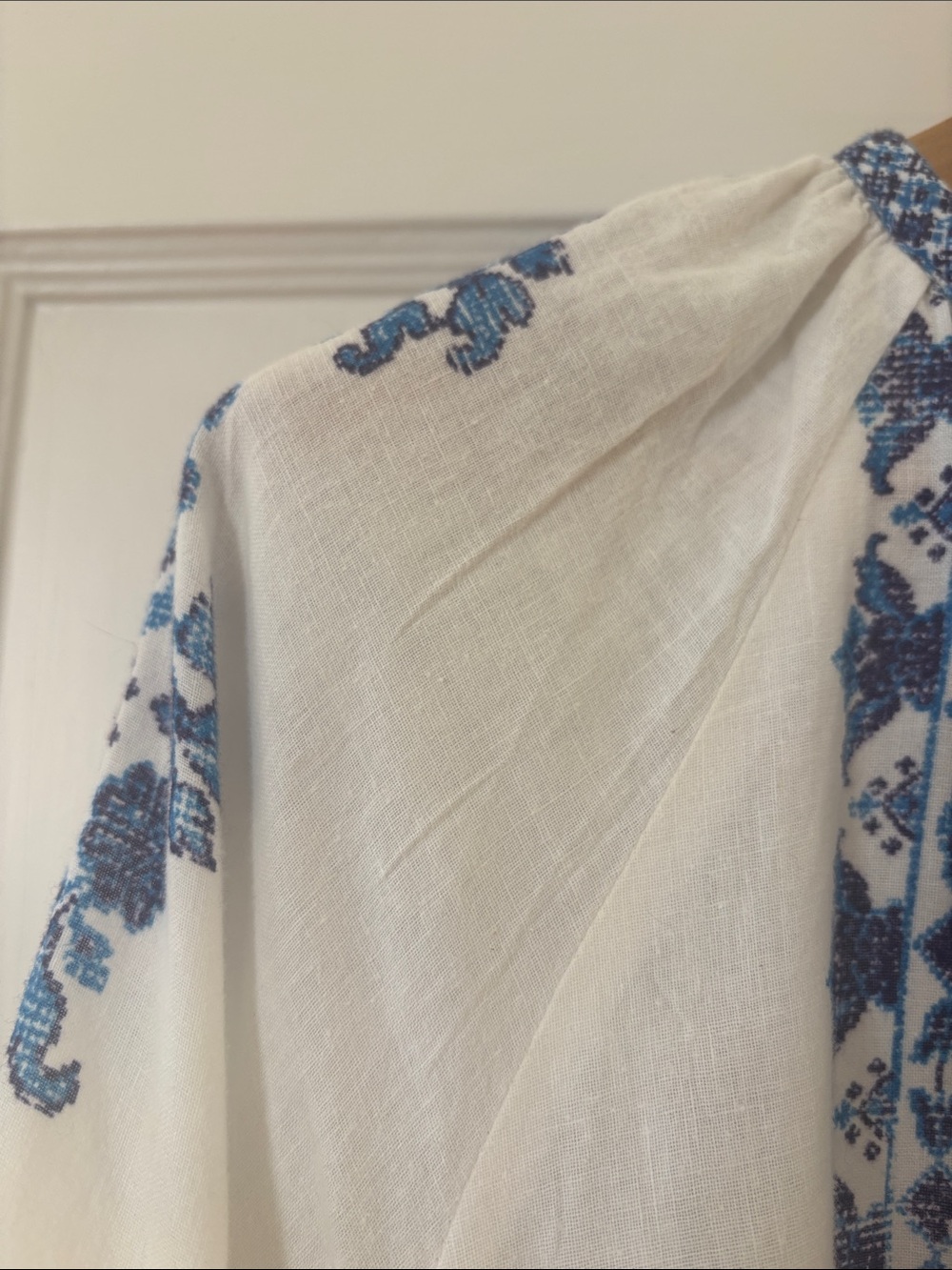 Boho Blue Floral Maxi Dress - White & Blue - Picture 6 of 11